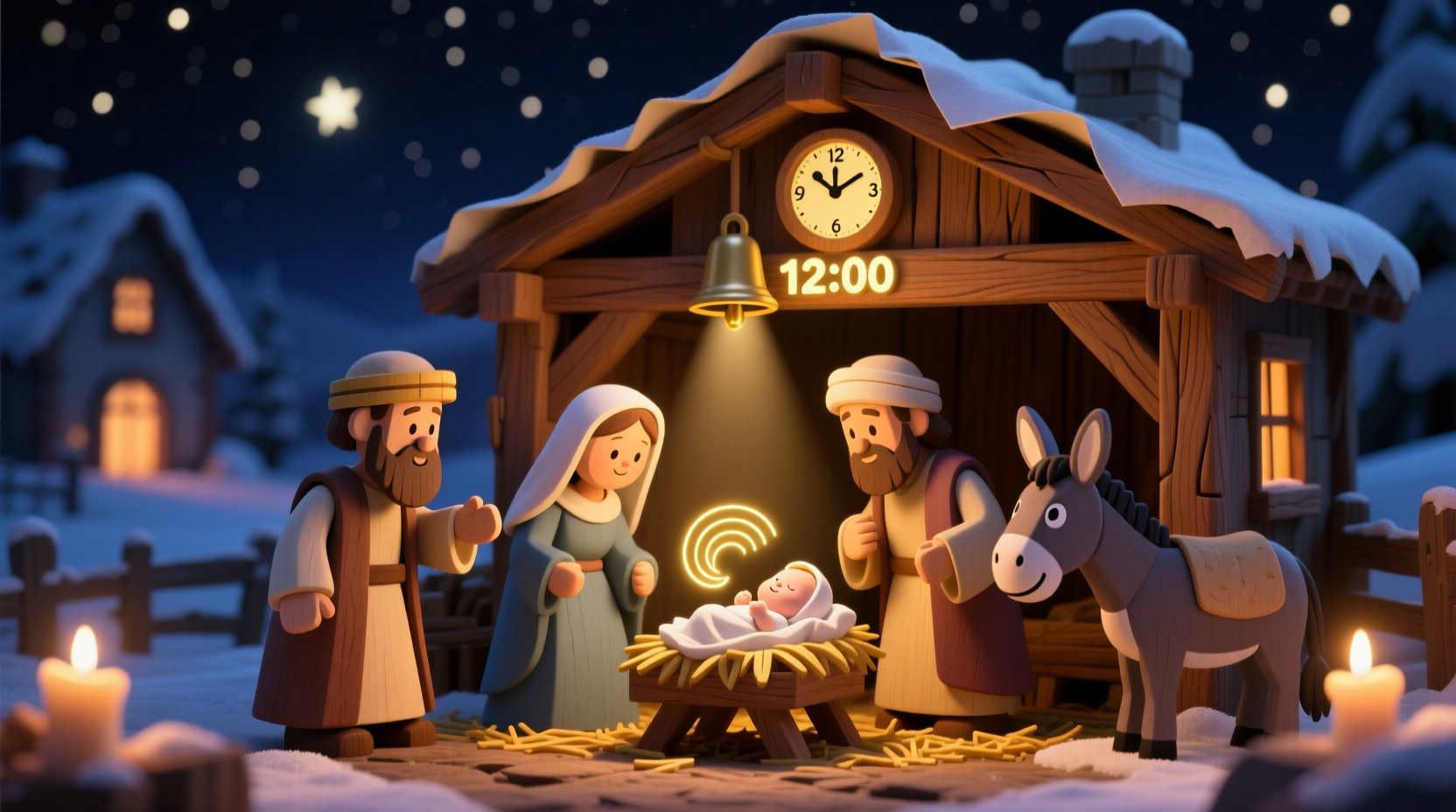 why does my animated nativity scene reset to midnight every morning