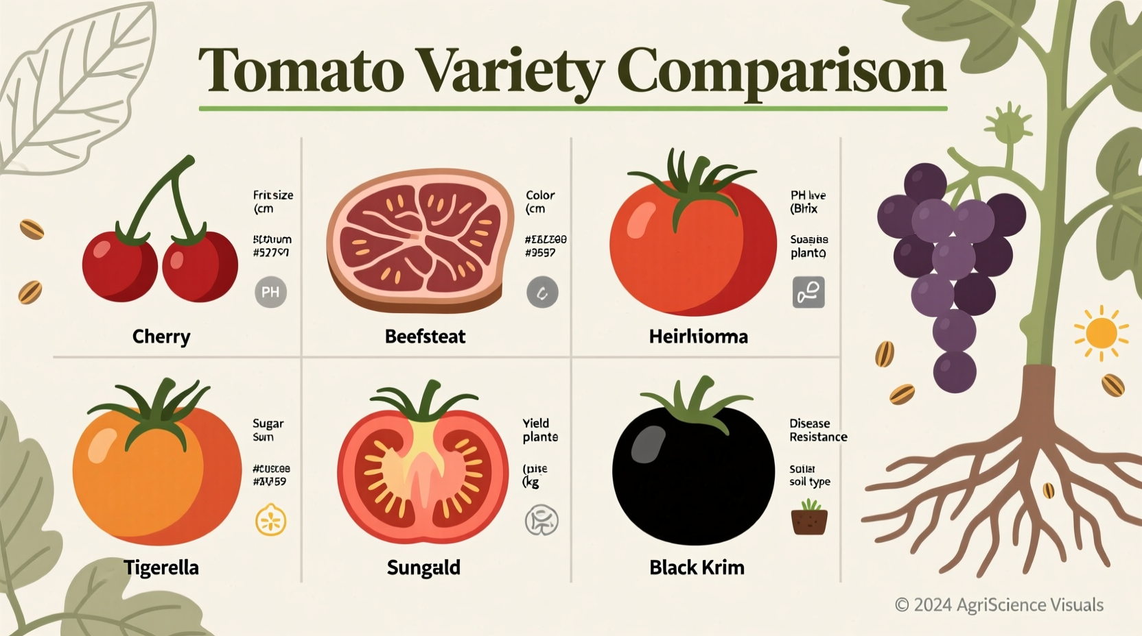 Professional tomato variety comparison chart