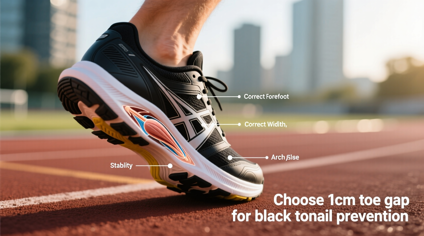 how to choose the right running shoe size to prevent black toenails