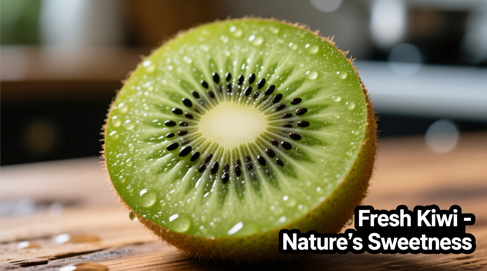 Close-up of sliced kiwi fruit showing green flesh and black seeds
