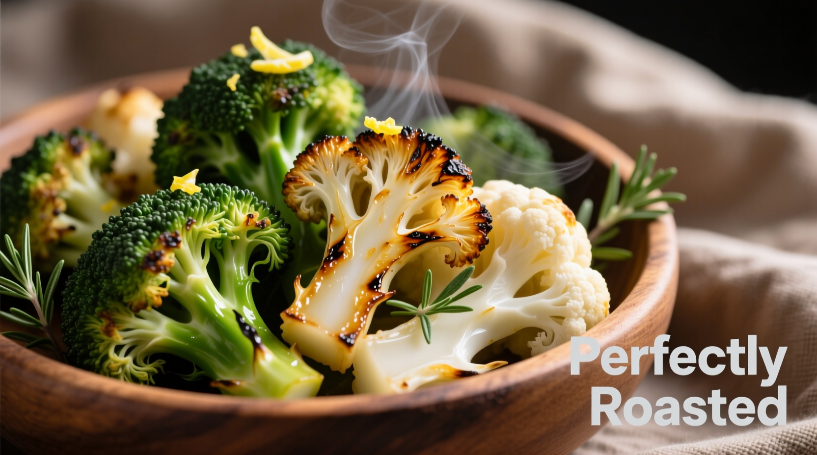 Perfectly roasted broccoli and cauliflower with crispy edges