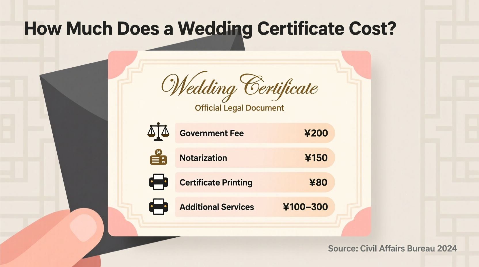 how much does a wedding certificate cost