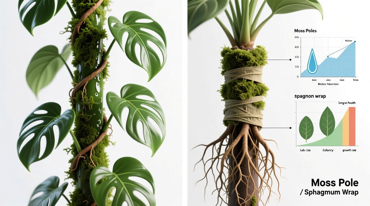 Moss Pole vs Sphagnum Wrap for Philodendron Gloriosum