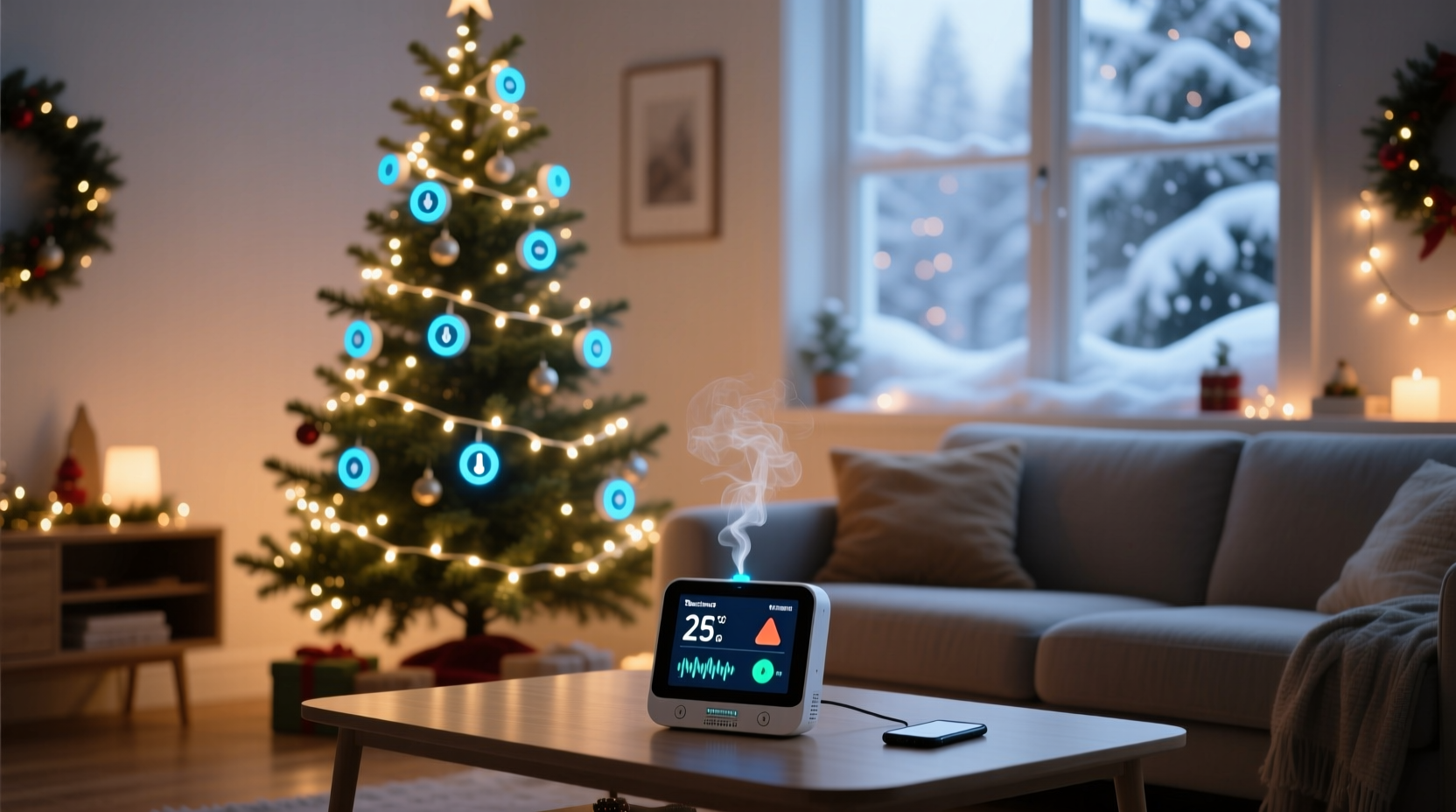 how to integrate smart home sensors into a christmas decoration safety system