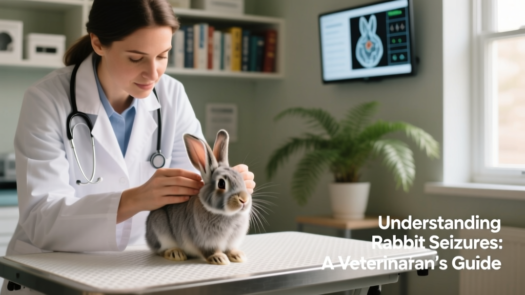 Veterinarian gently examining a rabbit’s ears and eyes during a neurologic assessment