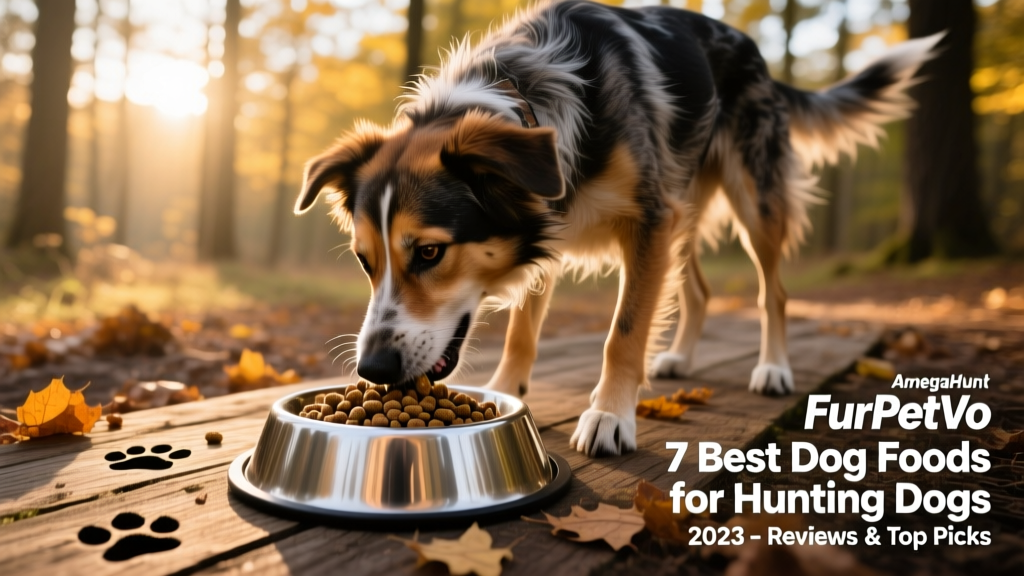 FurPetVo OmegaHunt topper poured over kibble in a stainless steel bowl outdoors