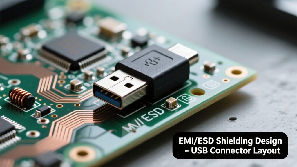 How USB Connectors Deflect EMI and ESD: Physics, Layout Practices, and Real-World Validation