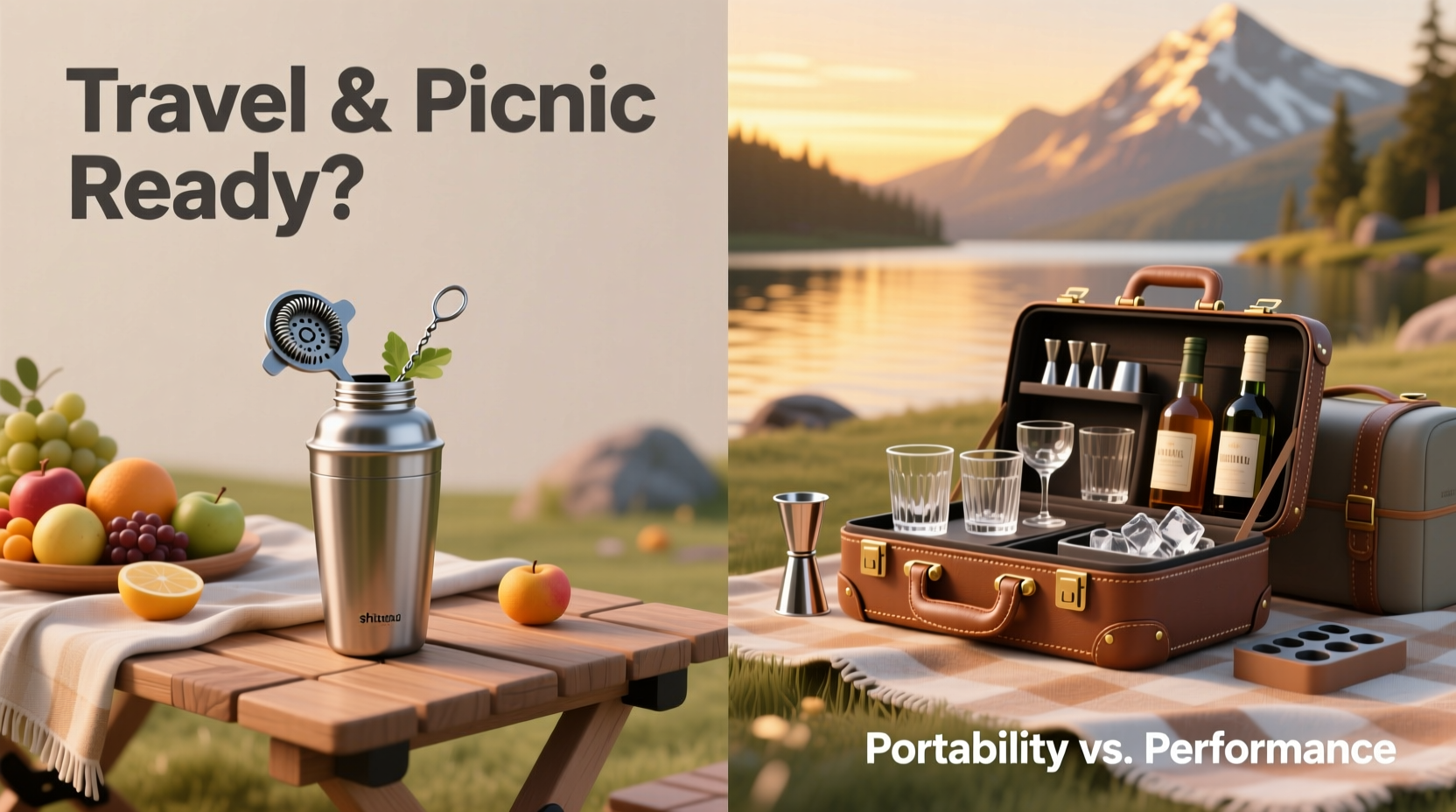 portable cocktail shaker vs full bar set which is better for travel and picnics