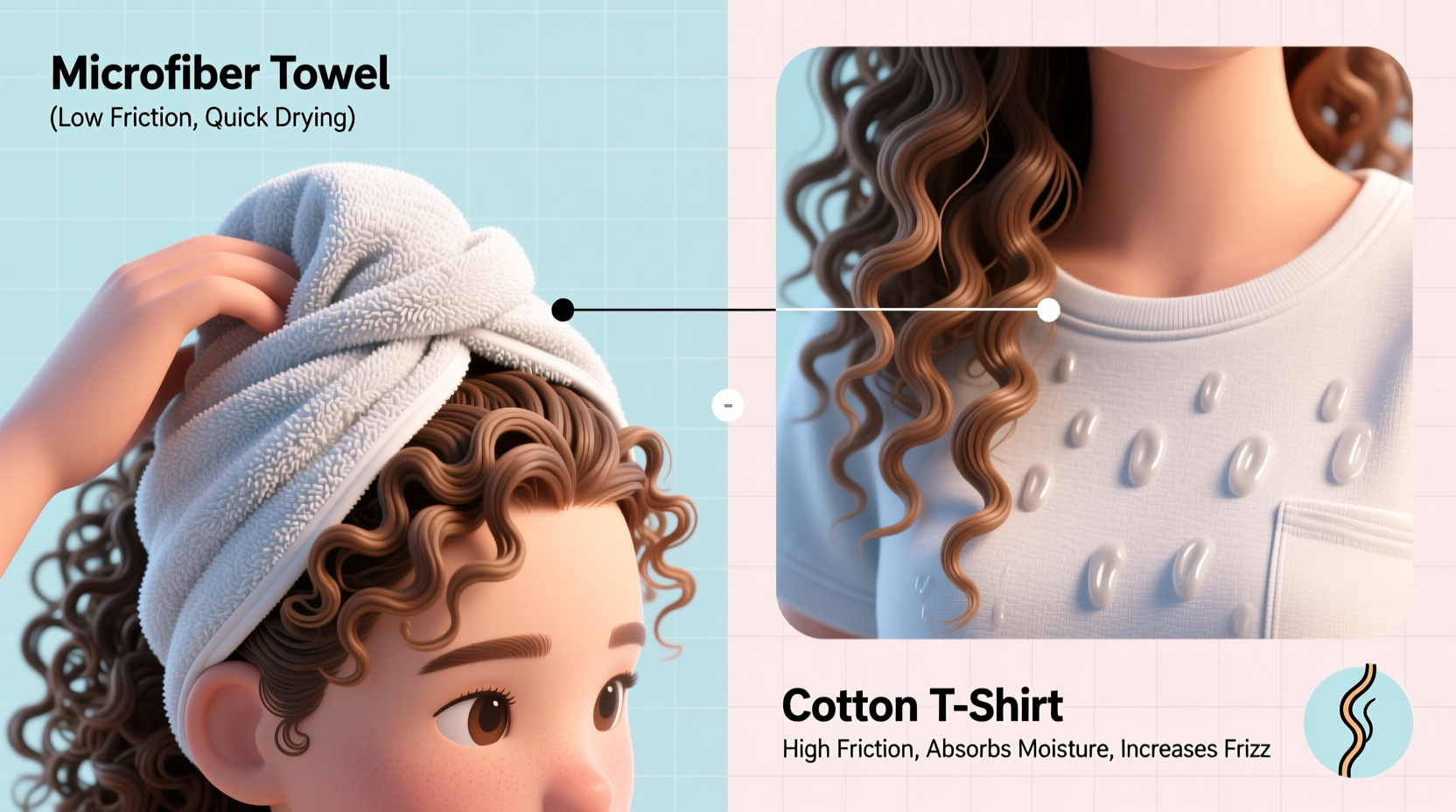 microfiber towel vs t shirt drying which method actually reduces frizz for curly hair