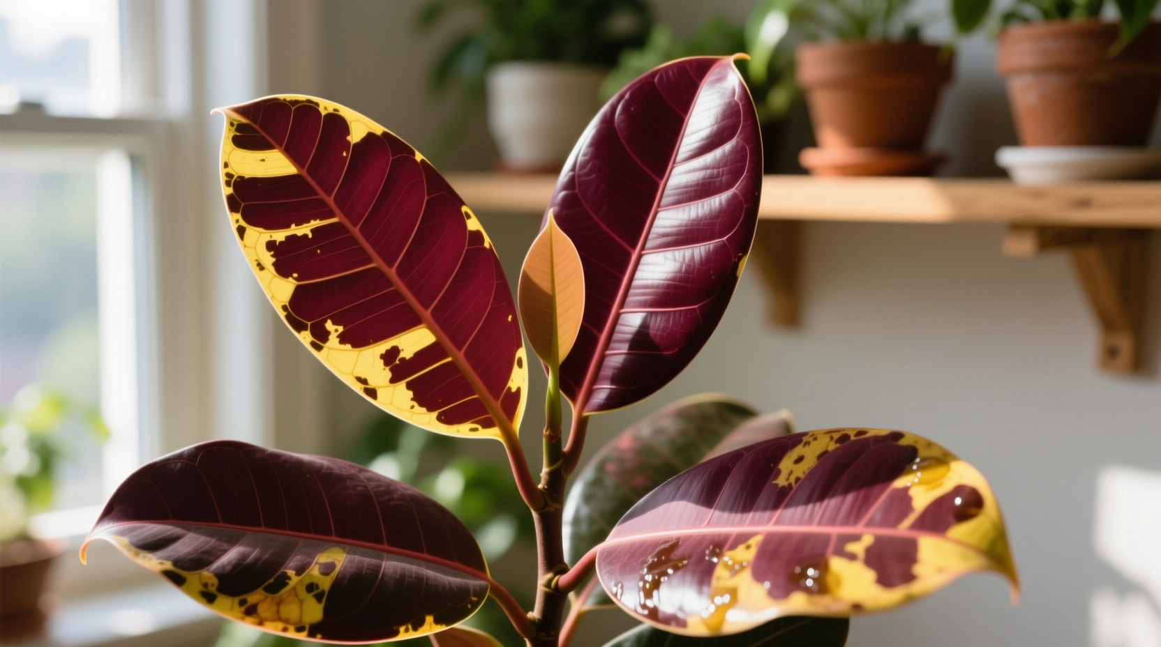 why are the leaves on my burgundy rubber tree turning yellow