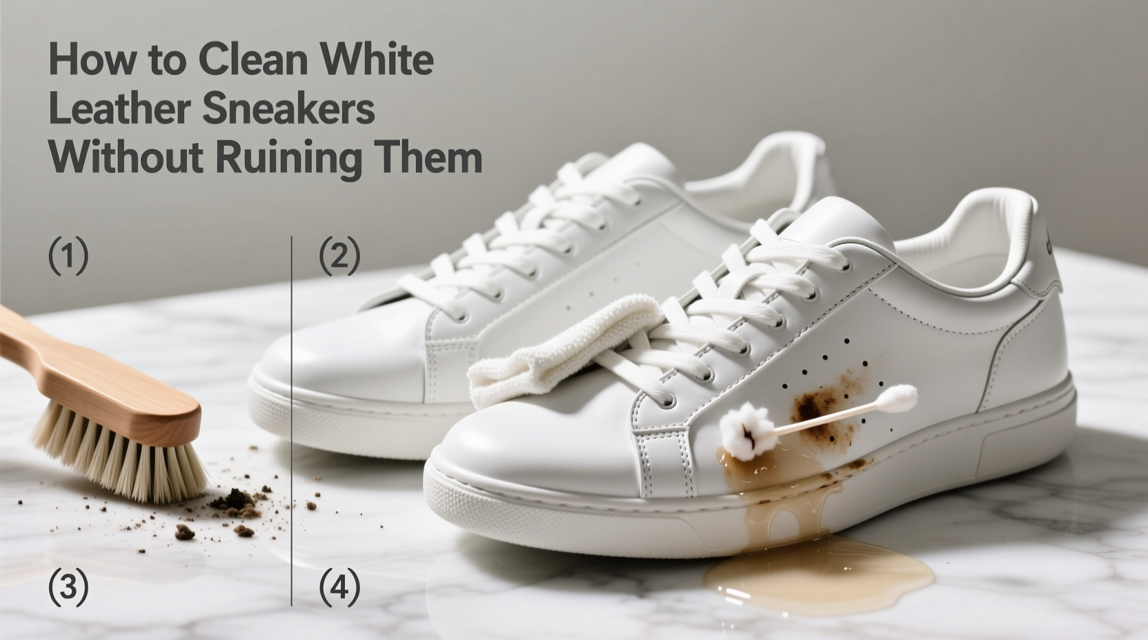 how to properly clean white leather sneakers without ruining them forever