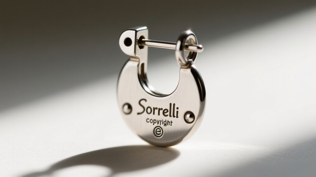 Close-up of vintage Sorrelli earring back showing the stamped copyright hallmark and secure rhodium-plated omega clip hardware