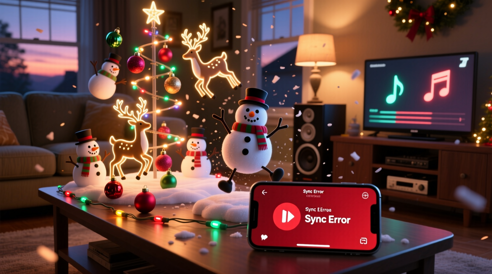 why is my animated christmas display out of sync with the music
