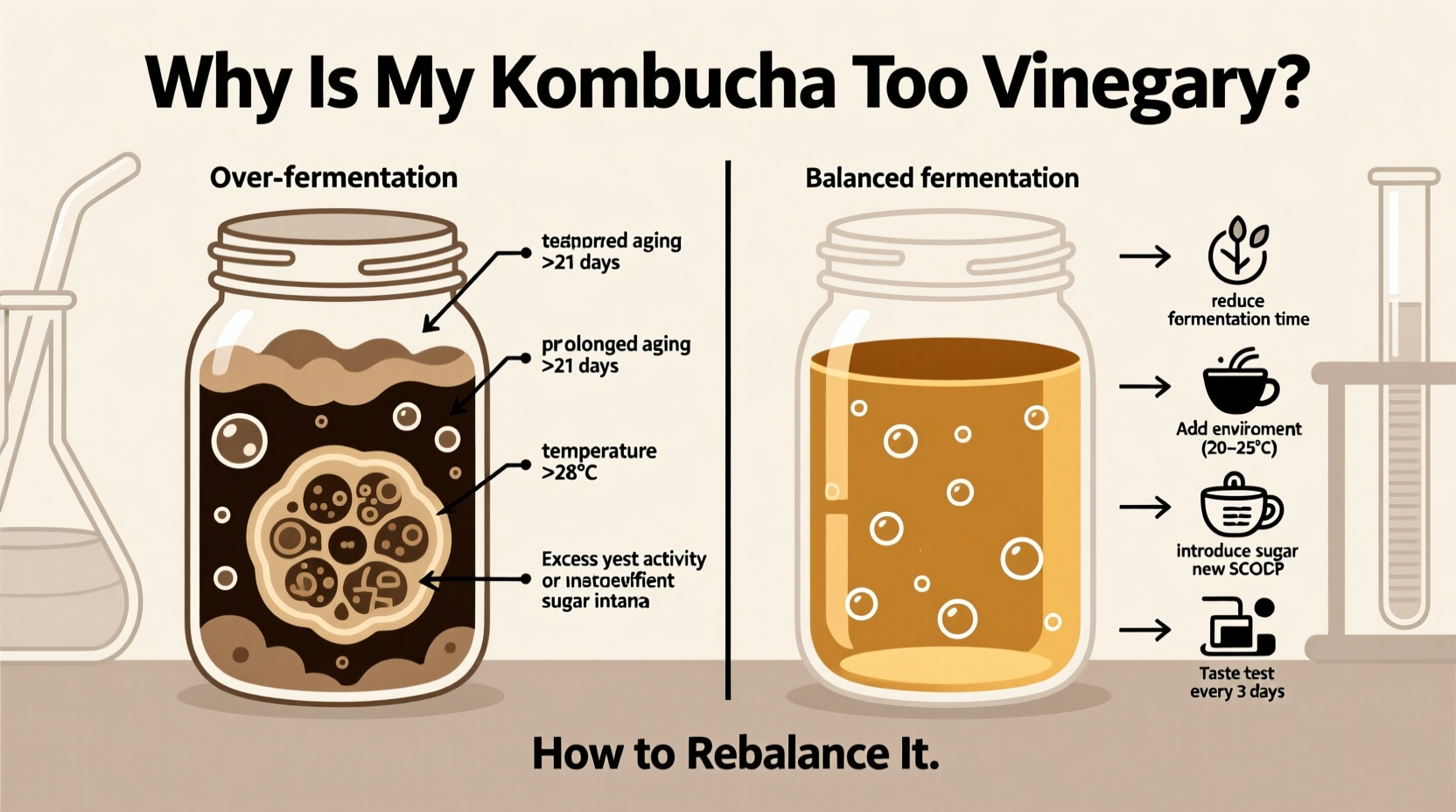 why is my kombucha too vinegary and how to rebalance it