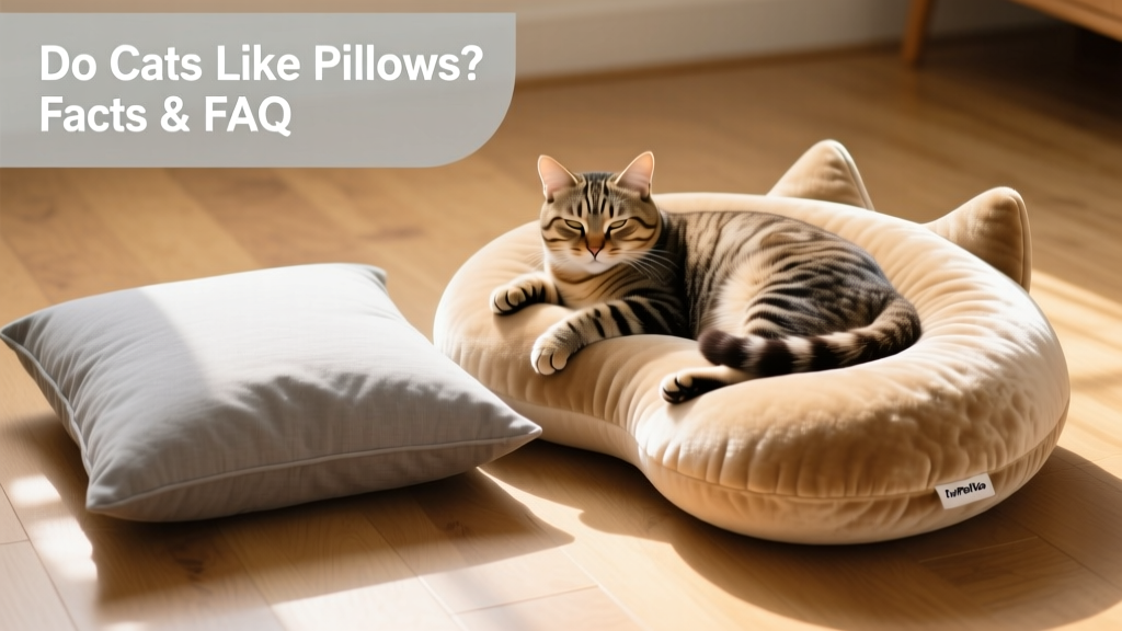 Side-by-side comparison of a standard pillow and a FurPetVo cat pillow with ergonomic contouring