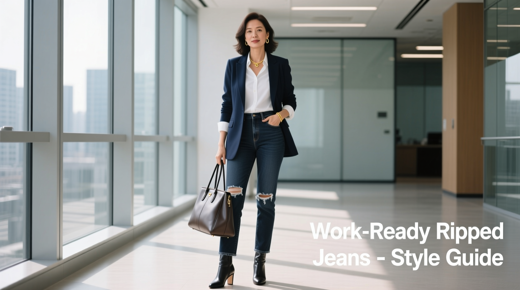 how to style ripped jeans for work environments without looking unprofessional
