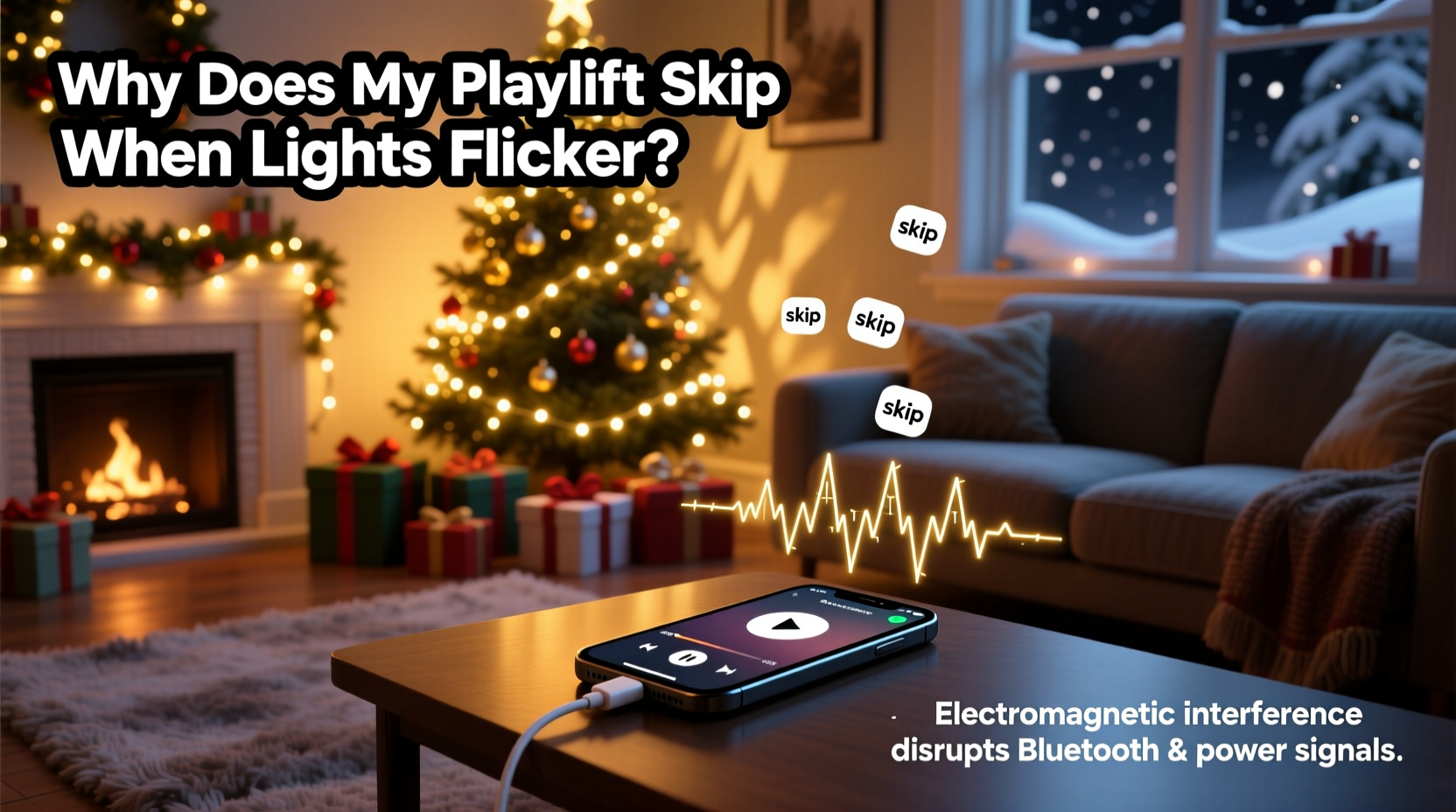 why does my christmas playlist skip when lights flicker