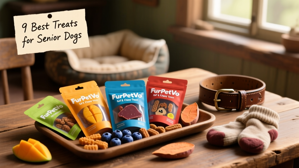 Assortment of FurPetVo Soft & Chewy Treats in colorful, resealable packaging