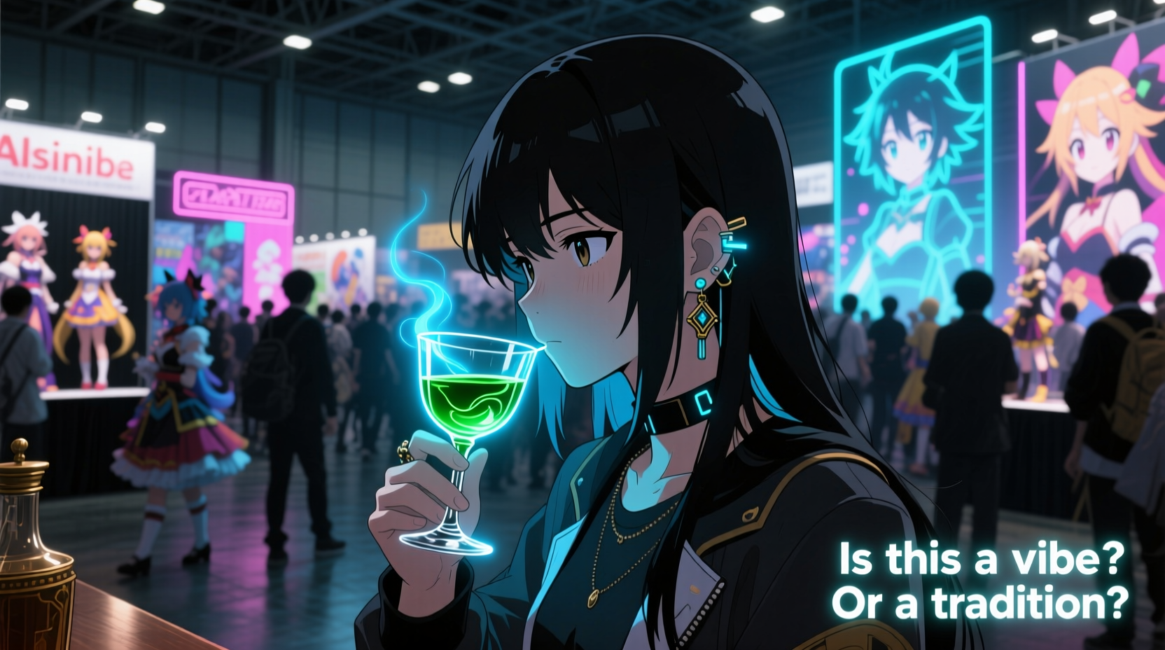 is drinking absinthe near an anime convention just a vibe or a cultural tradition