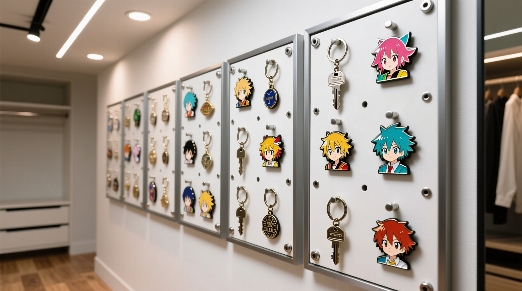 how to organize anime keychains enamel pins