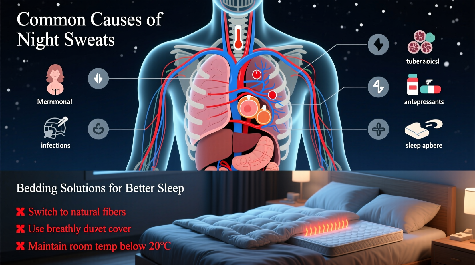 why do i wake up sweating night sweats causes and bedding fixes