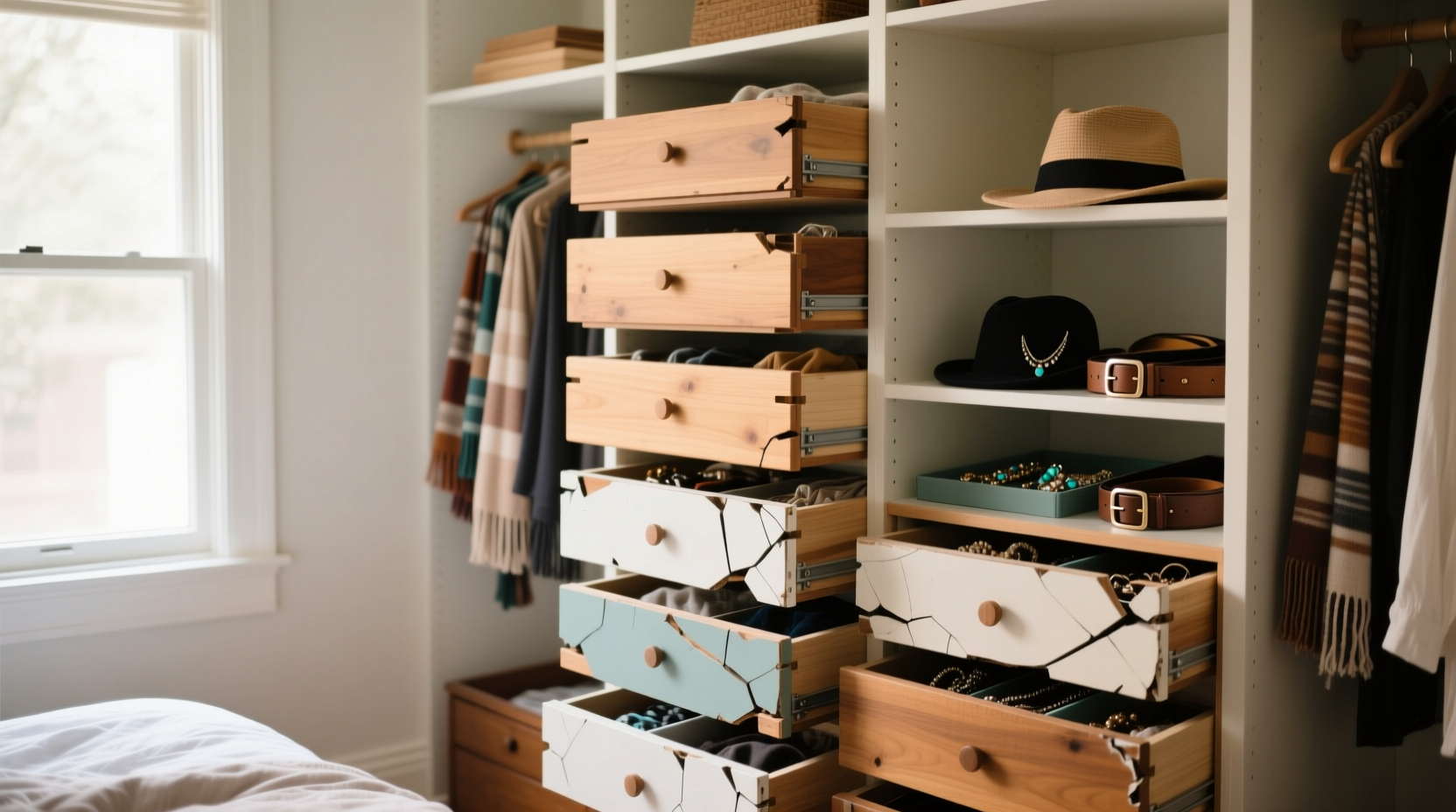closet organization tips repurpose drawer into divider