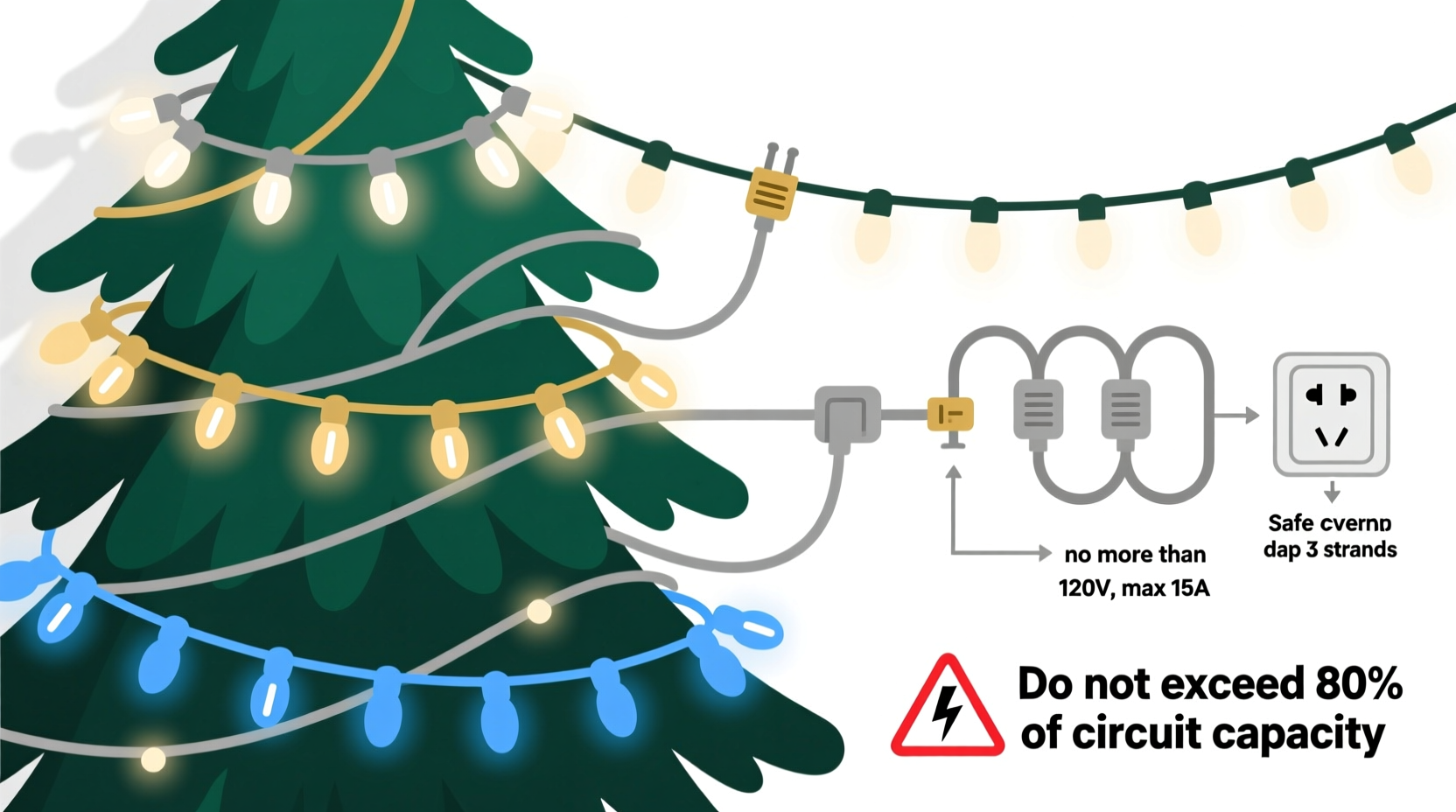 how to layer multiple strands of christmas lights without overload