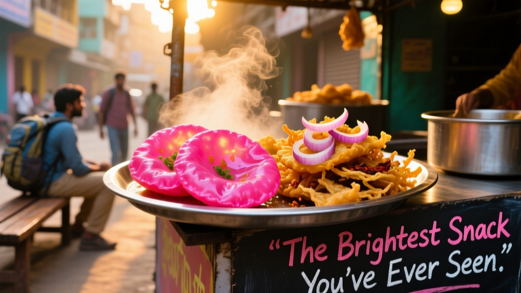 Hot Pink Puris And Onion Pakoras: The Brightest Snack You’ve Ever Seen