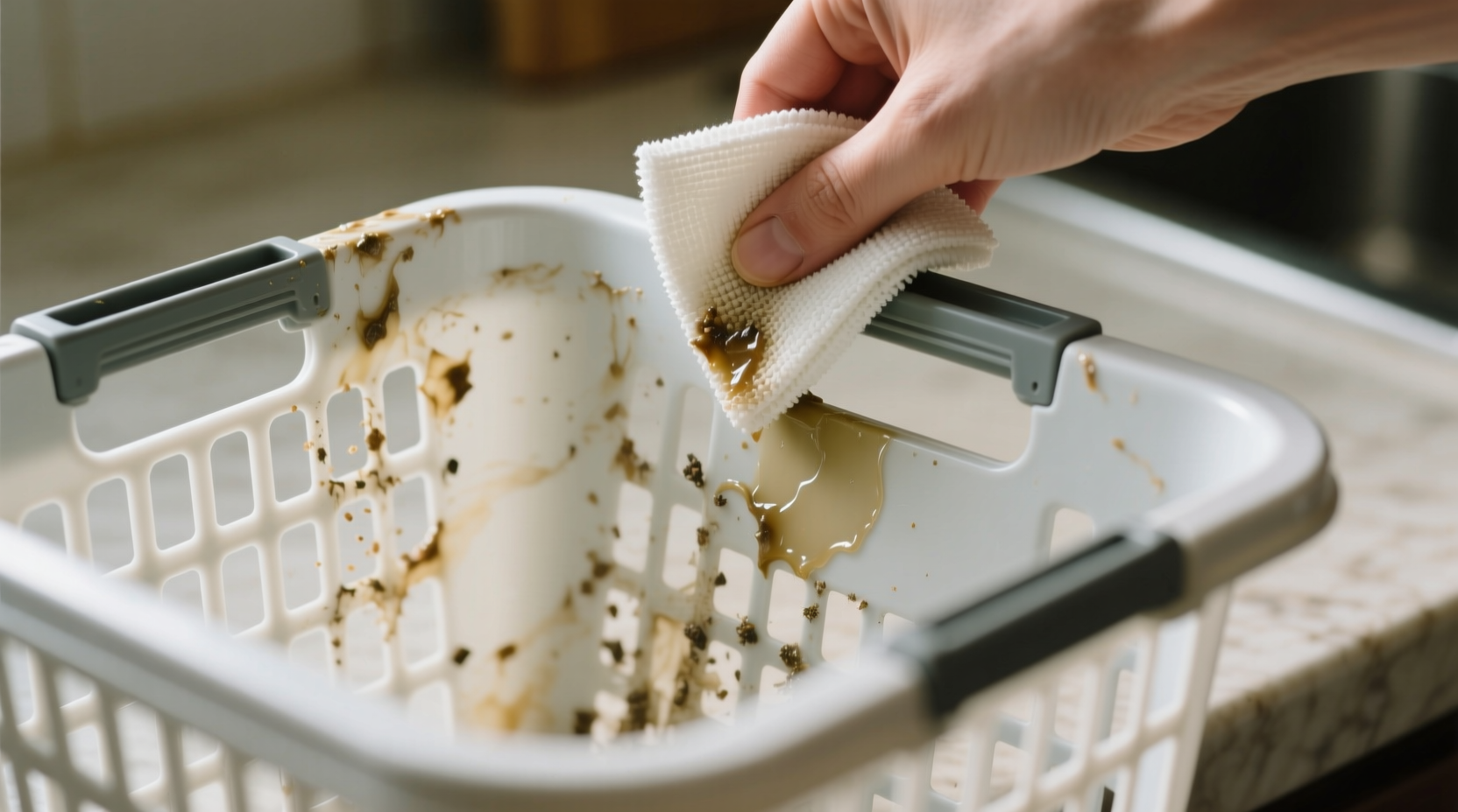 how to remove adhesive residue from laundry baskets