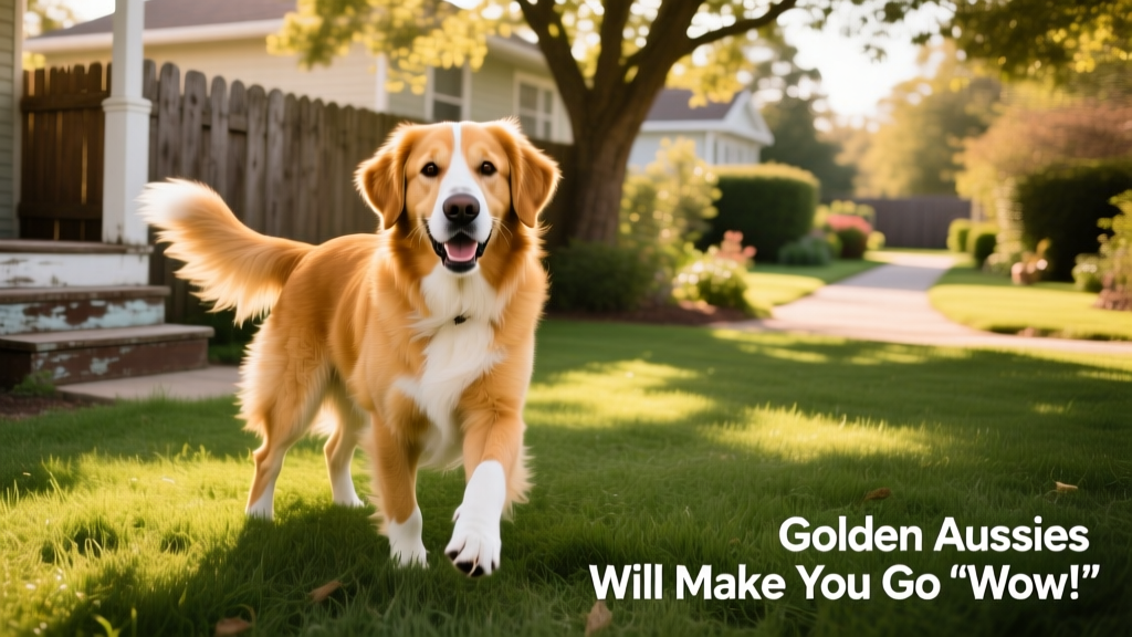 Golden Aussie with Aussie coloring and boxy muzzle