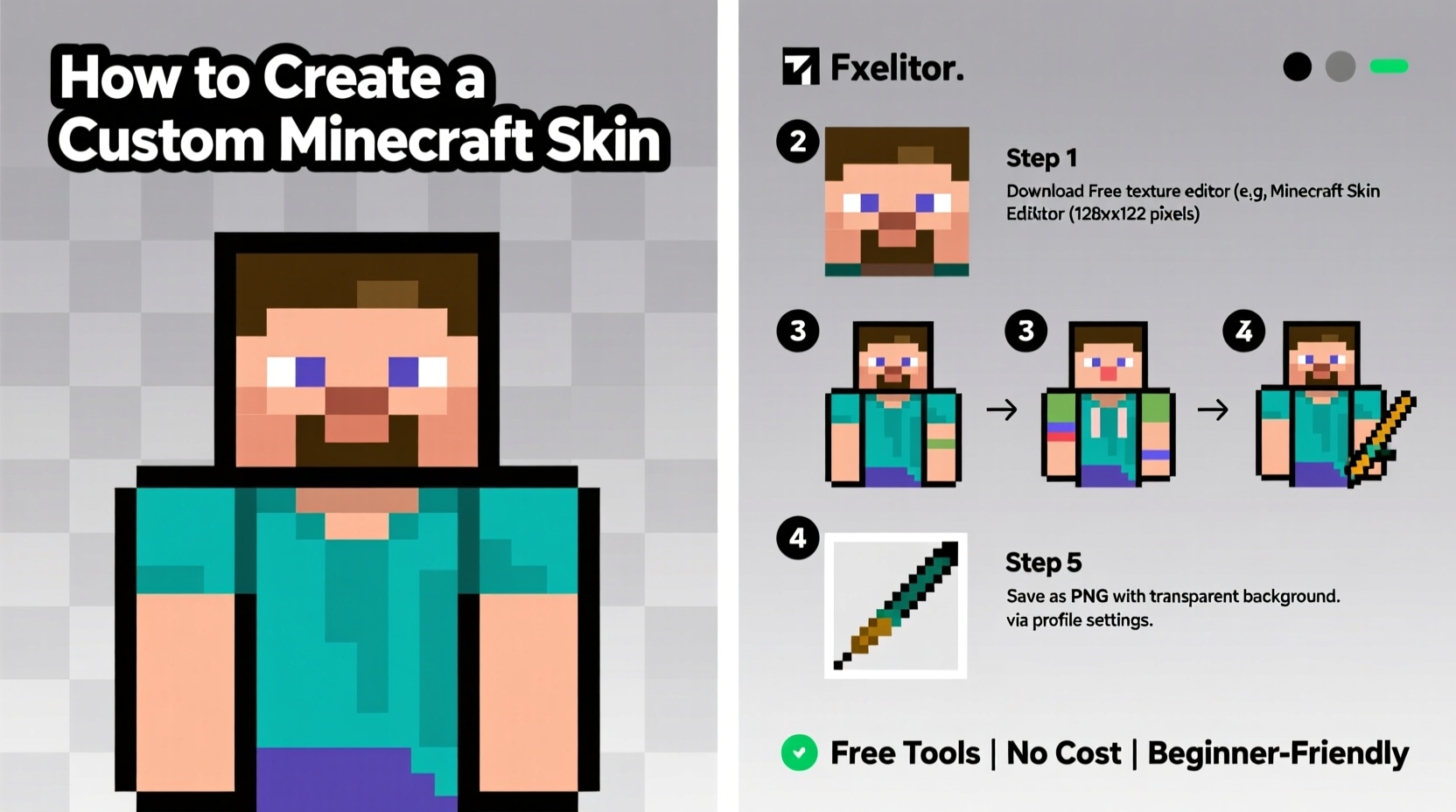 how to create a custom minecraft skin using free tools