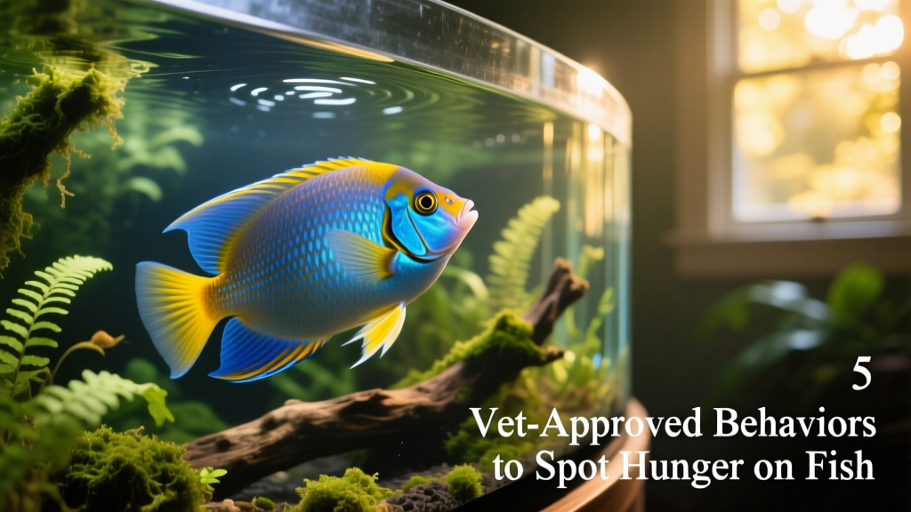 An angelfish swimming steadily along the side of a well-planted aquarium, head angled upward as if scanning for food
