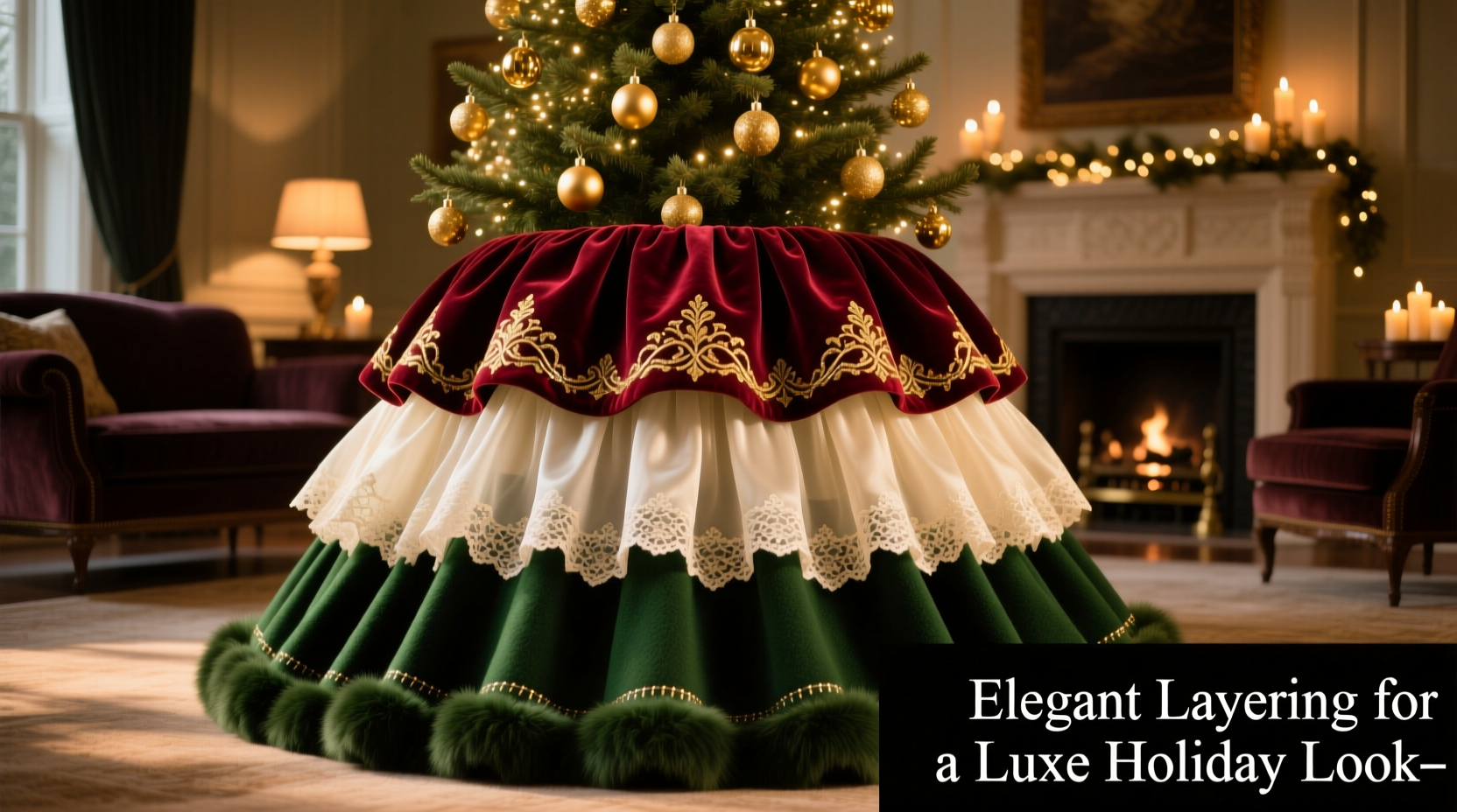 how to layer christmas tree skirts for a luxurious look