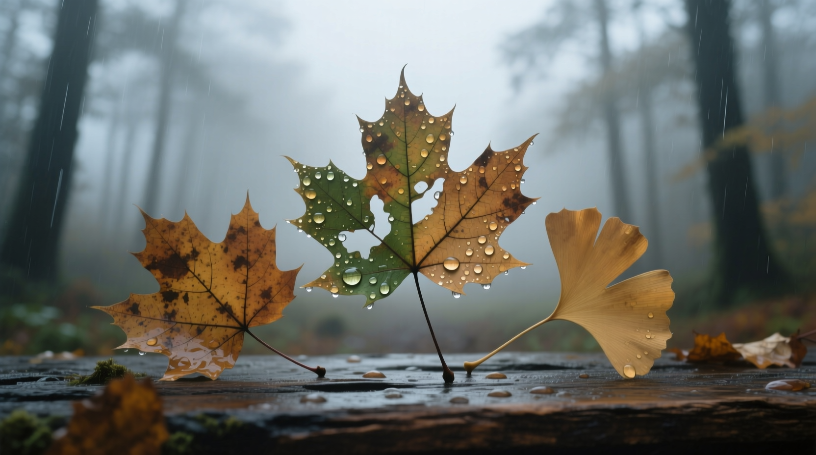 water stained leaves