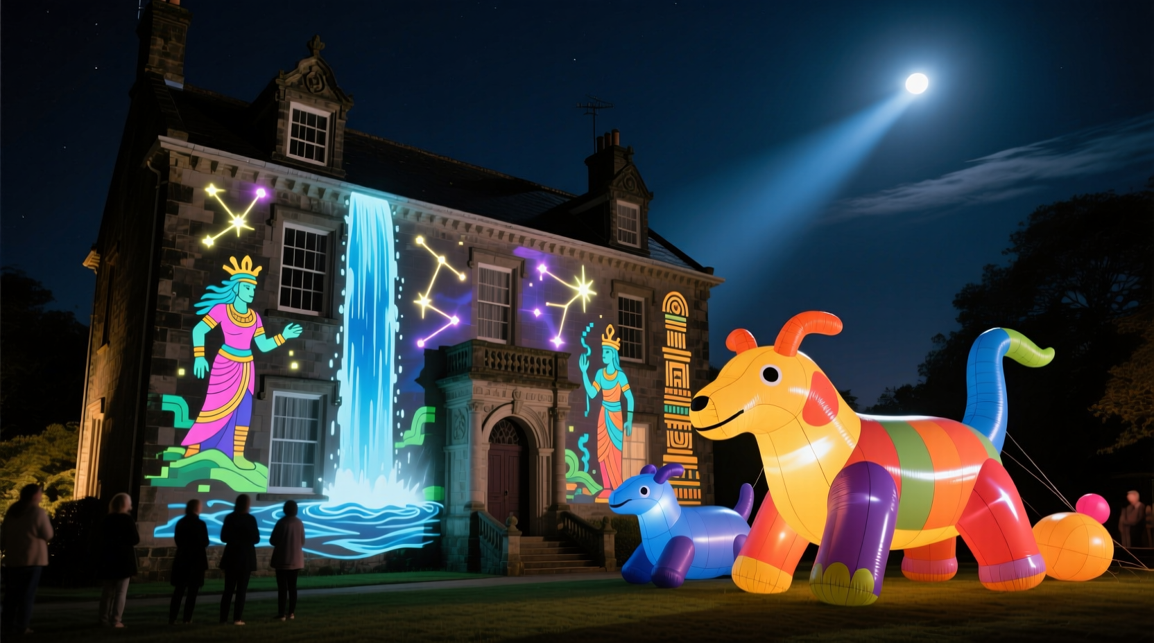 projection mapping on house vs physical inflatables which draws more attention