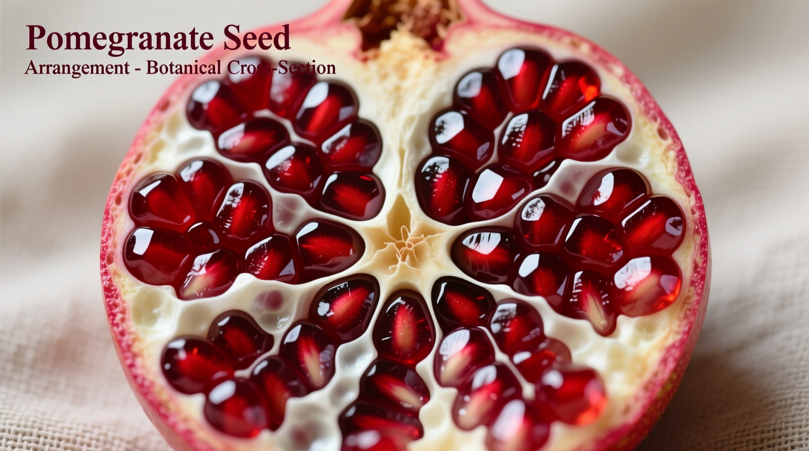 Cross-section of pomegranate showing seed arrangement
