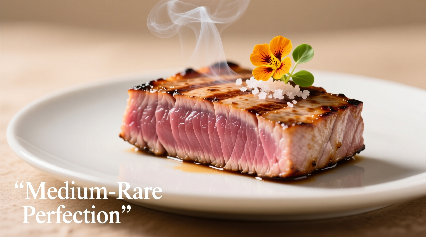 Perfectly seared tuna steak with medium-rare center