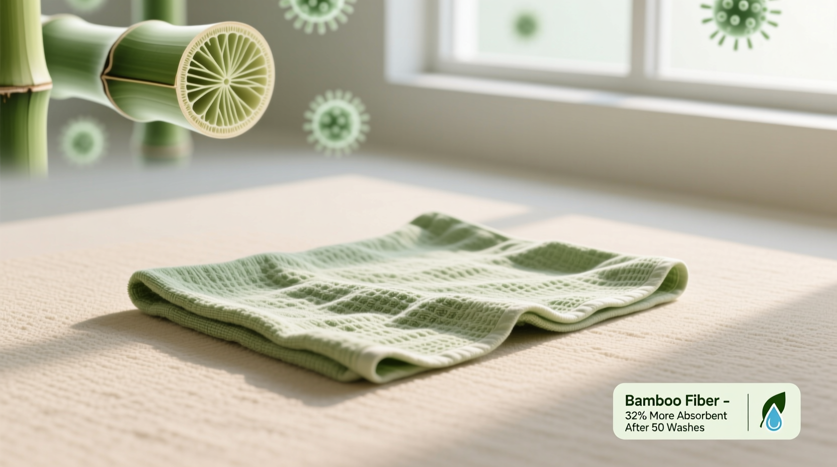 bamboo fiber dish towel absorbency after washes