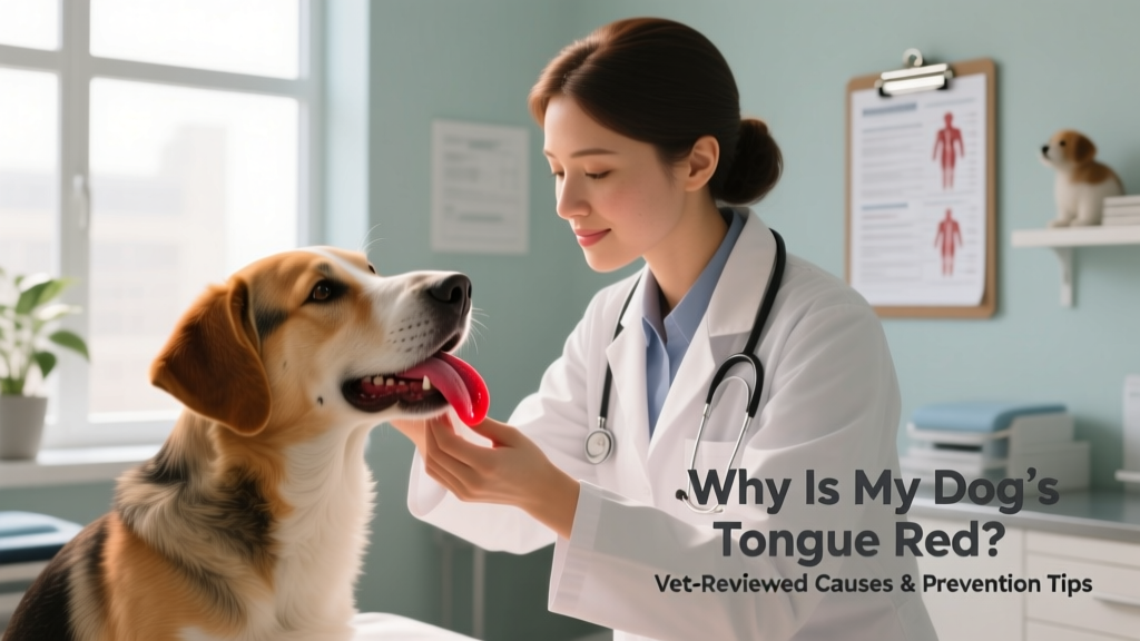 Veterinarian gently examining a dog's tongue during a routine checkup
