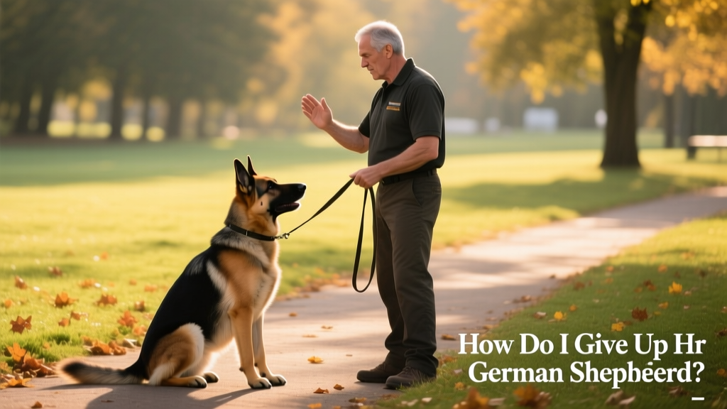 A professional dog trainer calmly guiding a German Shepherd through basic obedience commands in a park