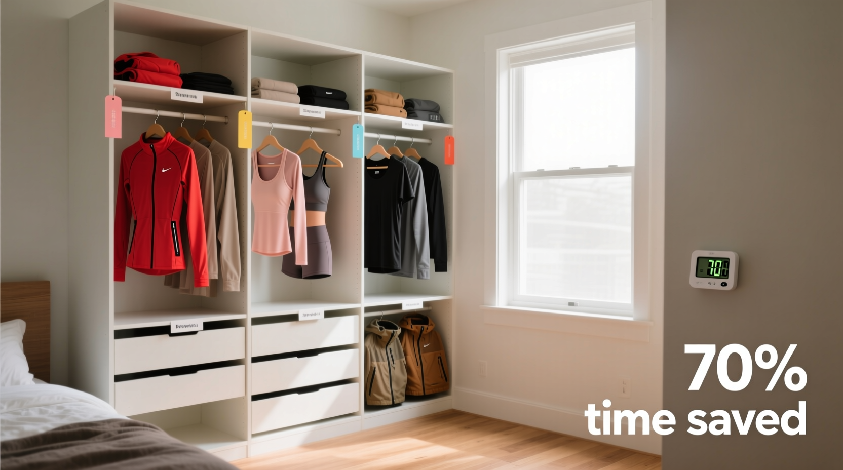 closet organization tips activity based workout clothes system