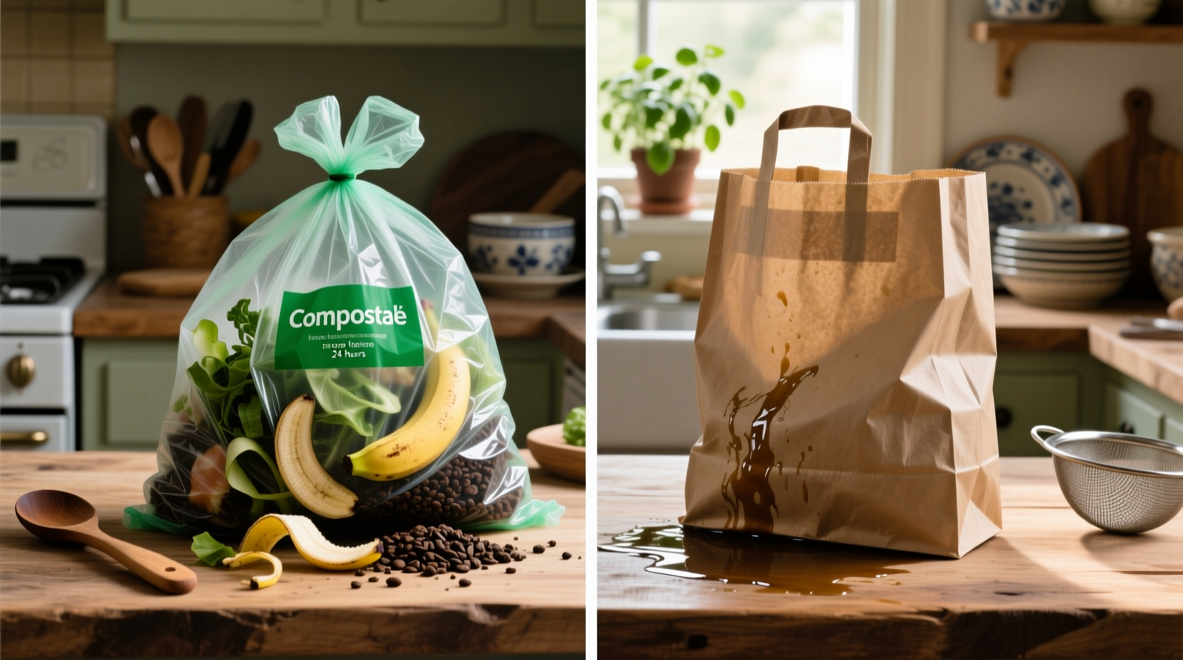 compostable vs paper bags for wet scraps
