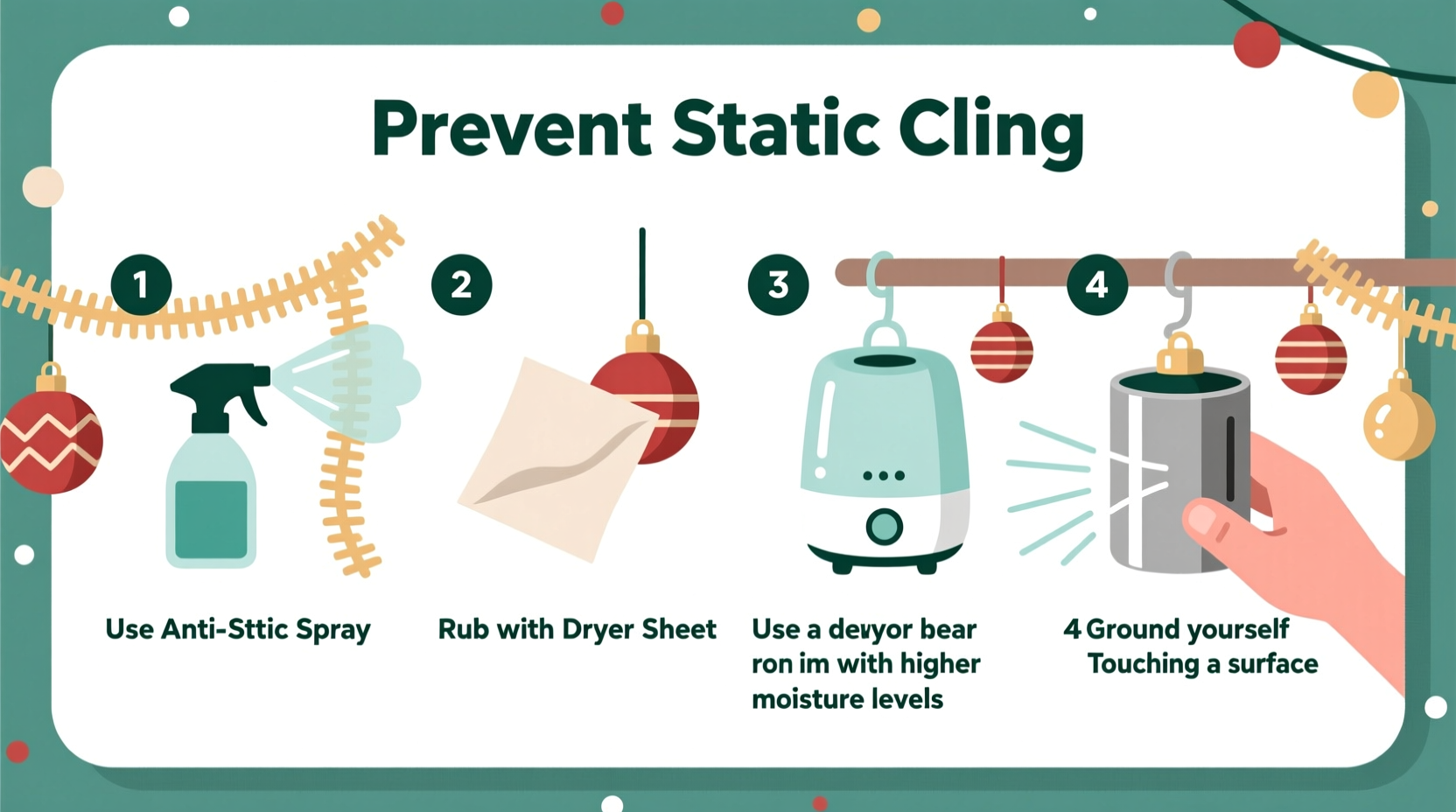 how to prevent static cling on tinsel and lightweight christmas decor