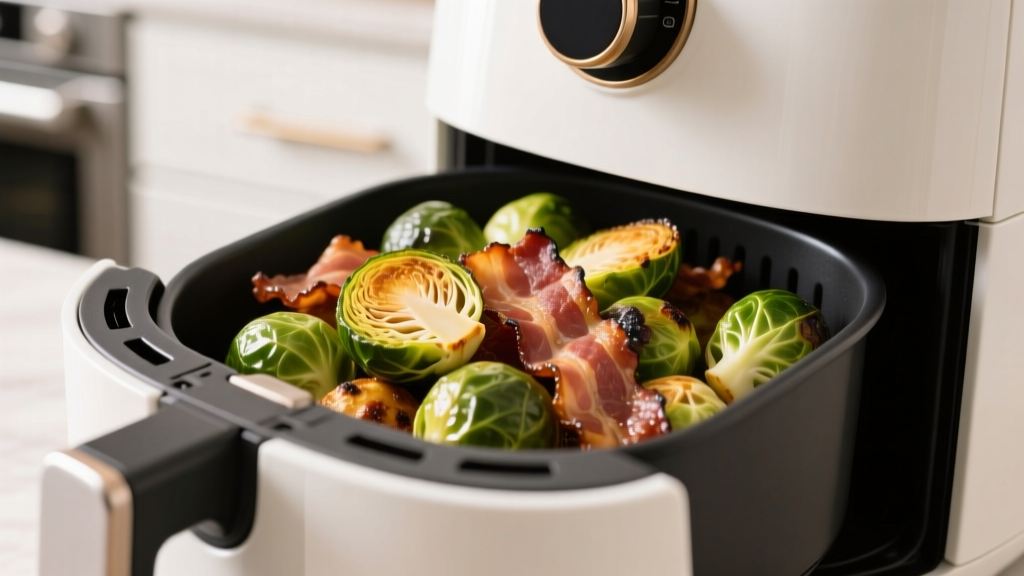 Crispy Brussels Sprouts with Bacon in Ninja Air Fryer