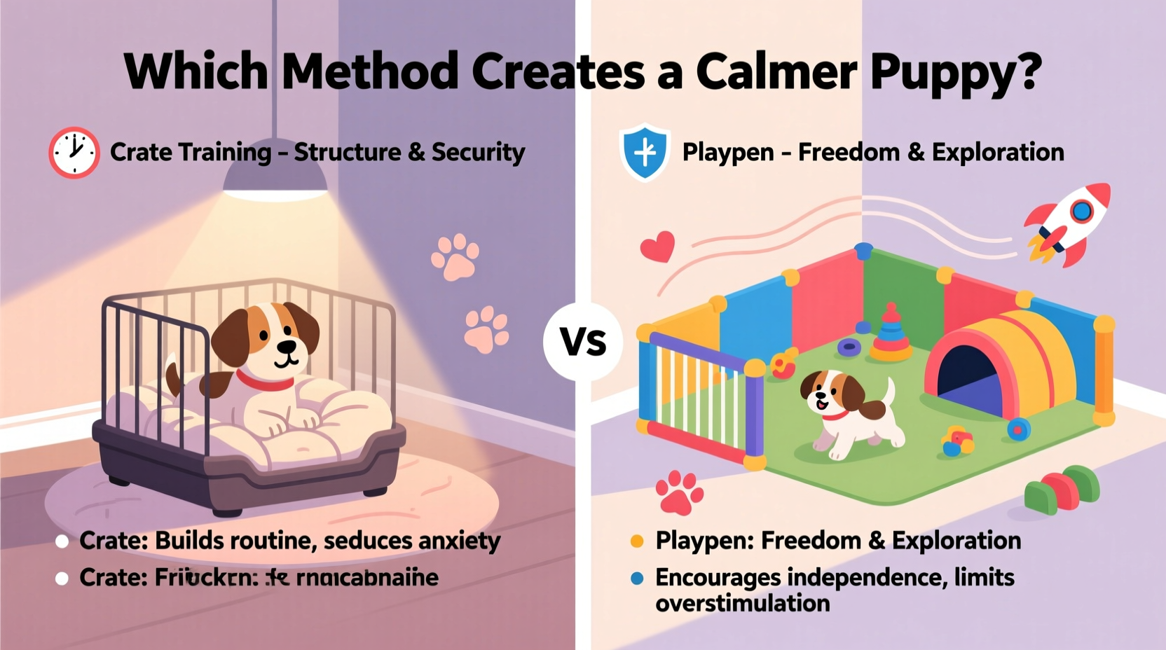 crate training vs playpen which method actually creates a calmer puppy