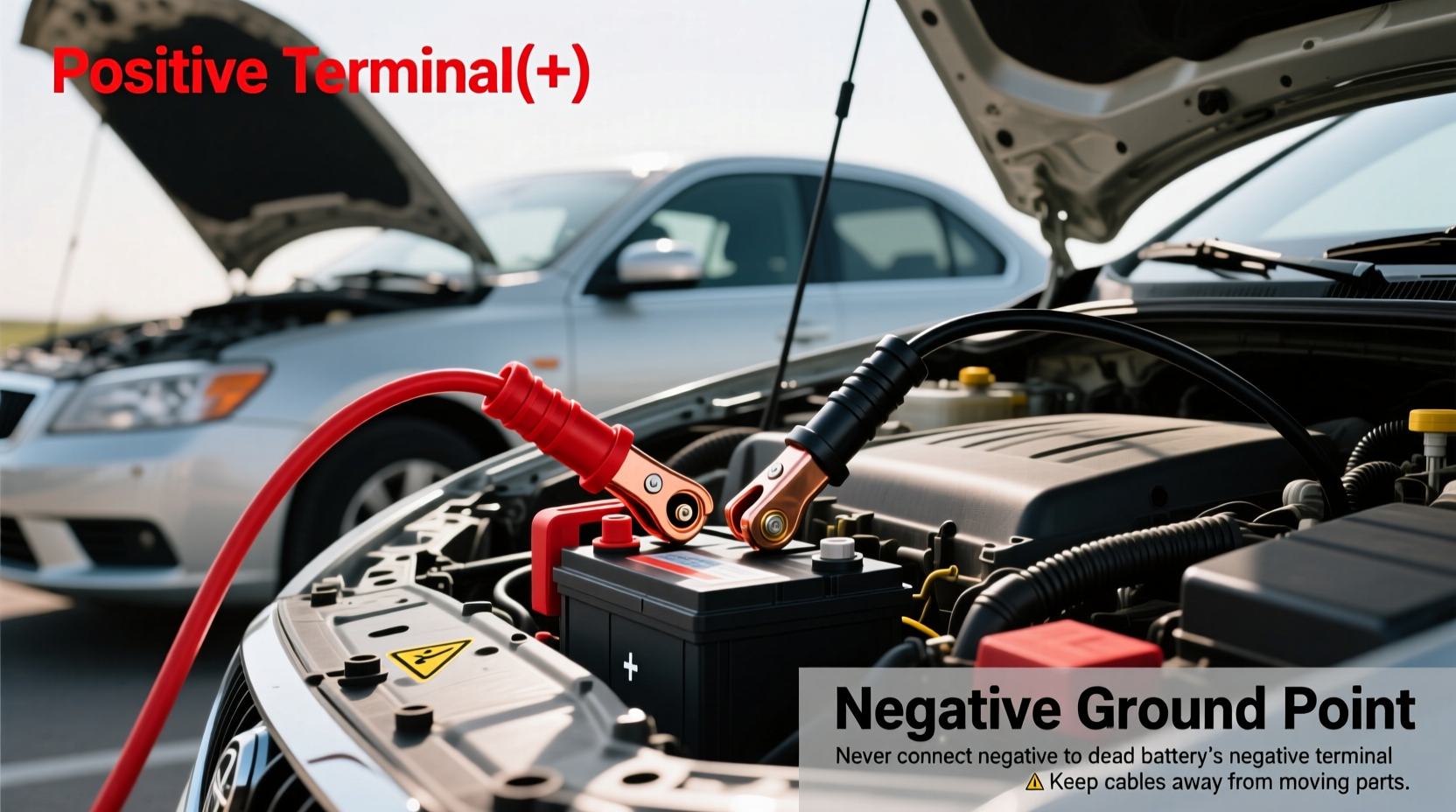 how to charge a car battery with another car