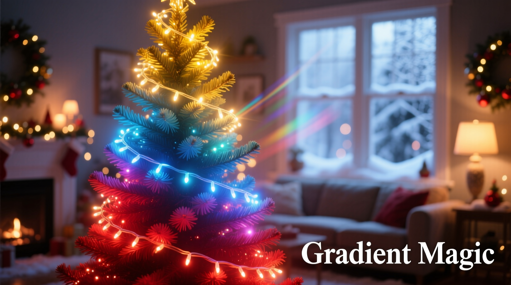 how to create a gradient effect with multicolor christmas tree lights