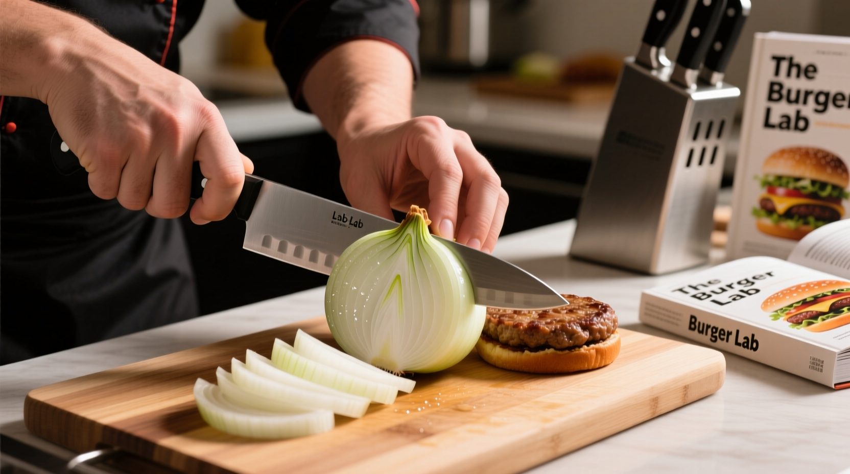 the burger lab whats the best way to slice onions for burgers