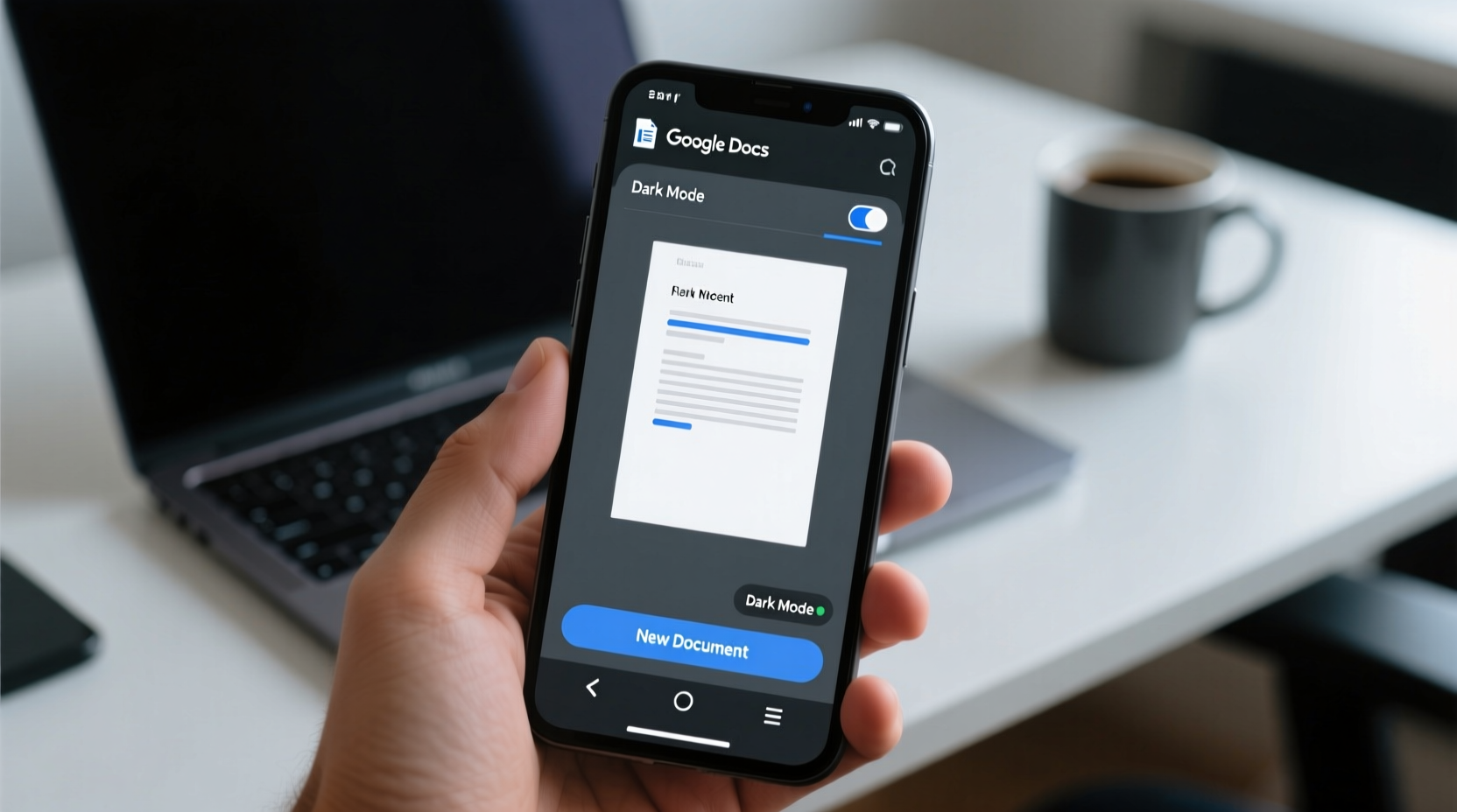 how to enable google docs new dark mode theme on androi