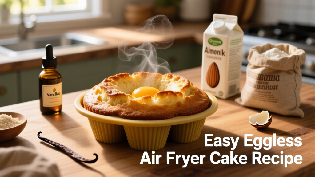 Easy Eggless Air Fryer Cake Recipe (25 Min, Crispy Top)